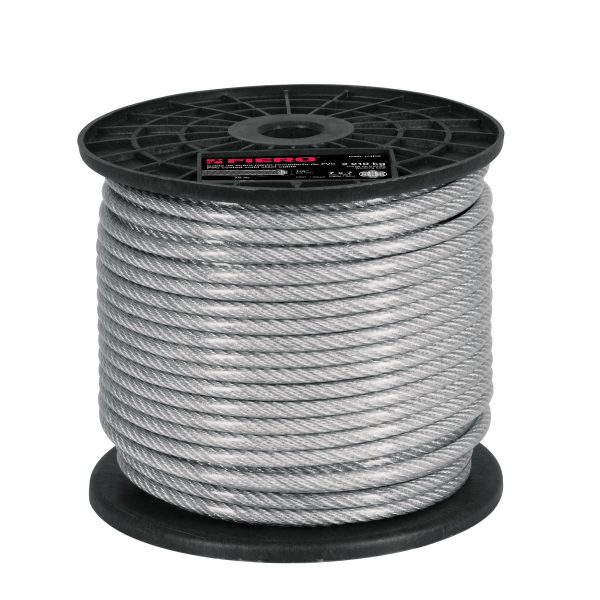 44218 - Metro de cable rígido 1/4' acero 7x7 recubierto PVC, 75 m