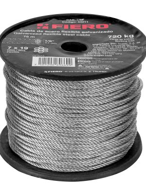 44211 - Metro de cable flexible 1/8' de acero 7x19 hilos, 75 m