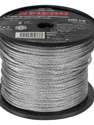 44205 - Metro de cable rígido 1/8' de acero 7x7 hilos, 75 m, Fiero