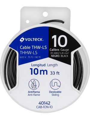CAB-10N-10.jpg 40142 - Carrete con 10 m de cable THHW-LS 10 AWG negro, Volteck