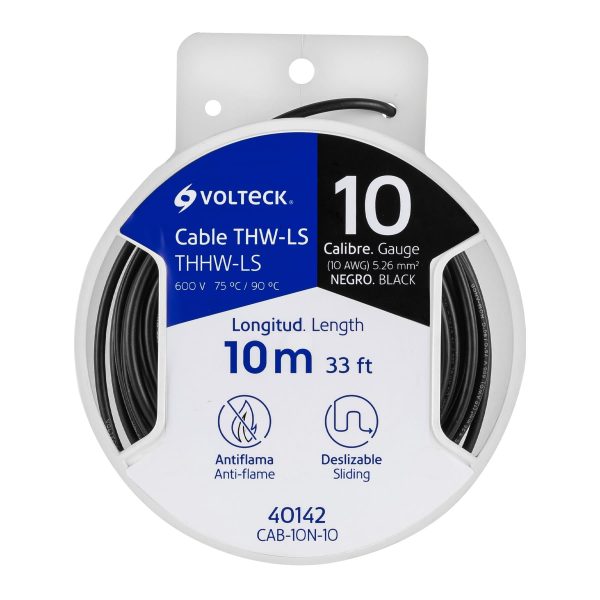 40142 - Carrete con 10 m de cable THHW-LS 10 AWG negro, Volteck
