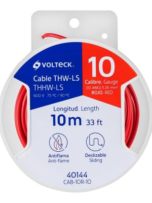 CAB-10R-10.jpg 40144 - Carrete con 10 m de cable THHW-LS 10 AWG rojo, Volteck