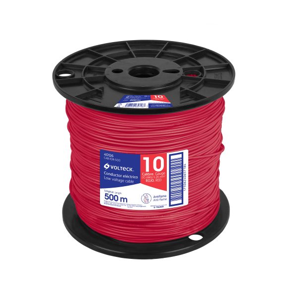 40126 - Metro de cable THHW-LS 10 AWG rojo en carrete de 500 m