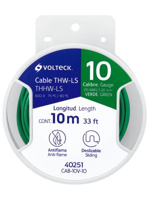 CAB-10V-10.jpg 40251 - Carrete con 10 m de cable THHW-LS 10 AWG verde, Volteck