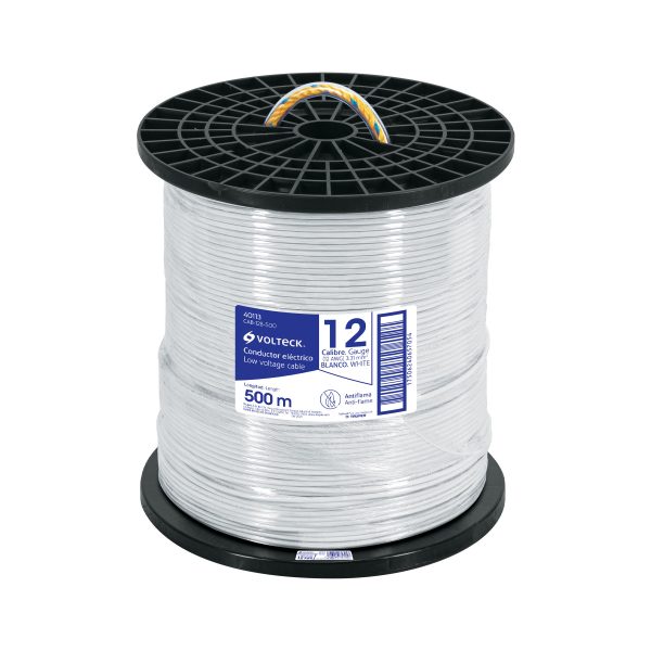 40113 - Metro de cable THHW-LS 12 AWG blanco en carrete de 500 m
