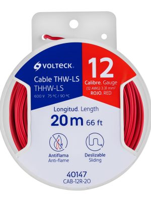 CAB-12R-20.jpg 40147 - Carrete con 20 m de cable THHW-LS 12 AWG rojo, Volteck