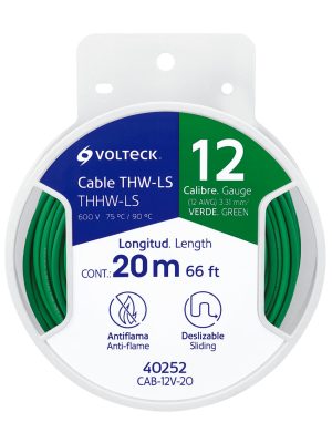 CAB-12V-20.jpg 40252 - Carrete con 20 m de cable THHW-LS 12 AWG verde, Volteck