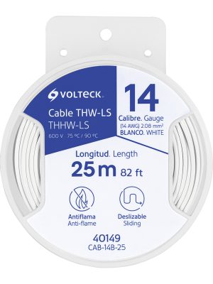 CAB-14B-25.jpg 40149 - Carrete con 25 m de cable THHW-LS 14 AWG blanco, Volteck