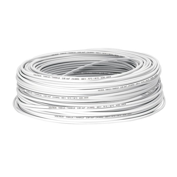 46057 - Rollo de 100 m de cable THHW-LS 14 AWG blanco, Volteck