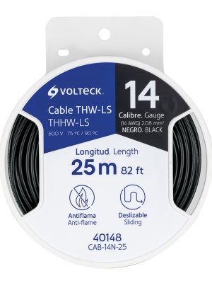 CAB-14N-25.jpg 40148 - Carrete con 25 m de cable THHW-LS 14 AWG negro, Volteck