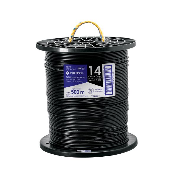 40116 - Metro de cable THHW-LS 14 AWG negro en carrete de 500 m