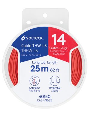 CAB-14R-25.jpg 40150 - Carrete con 25 m de cable THHW-LS 14 AWG rojo, Volteck