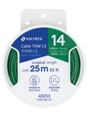 CAB-14V-25.jpg 40253 - Carrete con 25 m de cable THHW-LS 14 AWG verde, Volteck