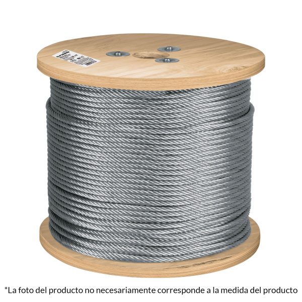 48802 - Metro de cable flexible 3/16' de acero 7x19 hilos, 300 m