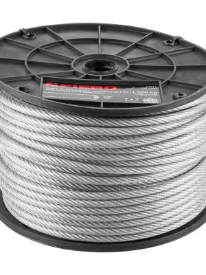 44217 - Metro de cable rígido 3/16' acero 7x7 recubierto PVC, 75 m
