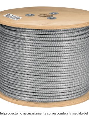48807 - Metro de cable rígido 3/16' acero 7x7 recubierto PVC, 300 m