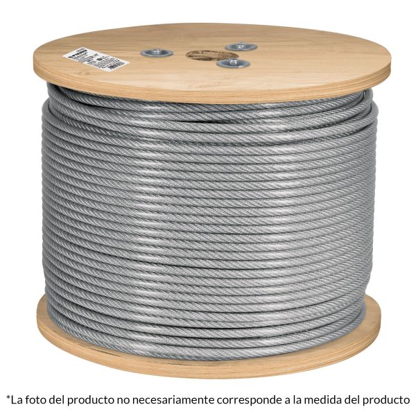 48807 - Metro de cable rígido 3/16' acero 7x7 recubierto PVC, 300 m
