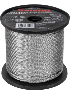 44214 - Metro de cable flexible 3/32' de acero 7x19 hilos, 75 m