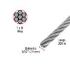 48800 - Metro de cable flexible 3/32' de acero 7x19 hilos, 300 m