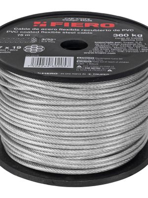 44226 - Metro cable flexible 3/32' acero 7x19 recubierto PVC, 75 m