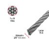 48817 - Metro de cable flexible 3/8' de acero 7x19 hilos, 75 m