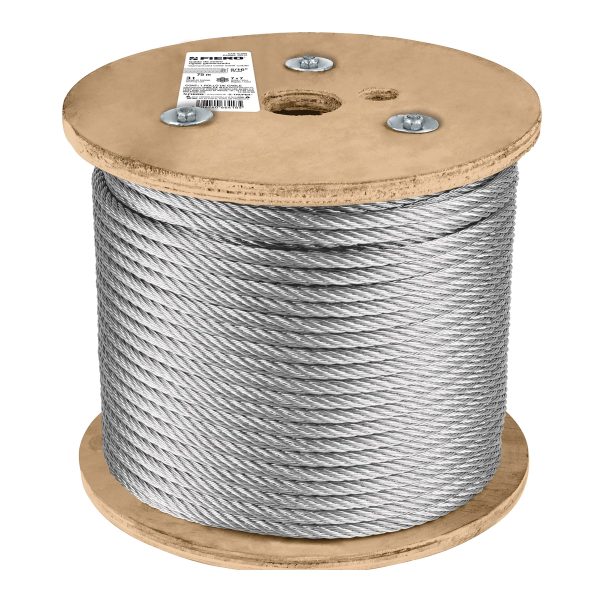 48813 - Metro de cable rígido 5/16' de acero 7x7 hilos, 75 m, Fiero