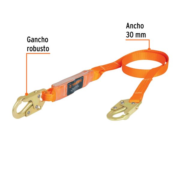 10510 - Línea de vida 1.8m cinta políéster, absorbedor impacto, ANSI