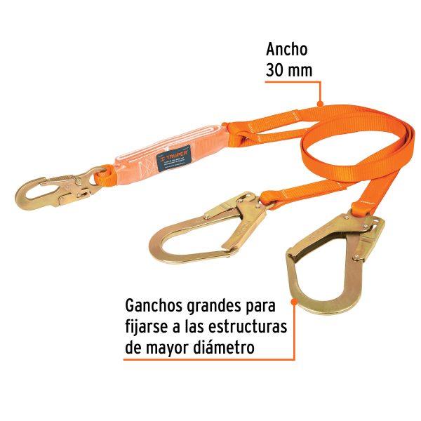 14454 - Línea de vida absorbedor impacto, doble brazo, gancho grande