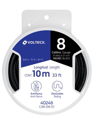 CAB-8N-10.jpg 40248 - Carrete con 10 m de cable THHW-LS 8 AWG negro, Volteck