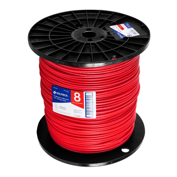 40127 - Metro de cable THHW-LS 8 AWG rojo en carrete de 500 m