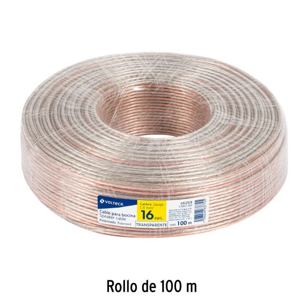 46269 - Rollo de 100 m cable polarizado transparente p/bocina 16 AWG
