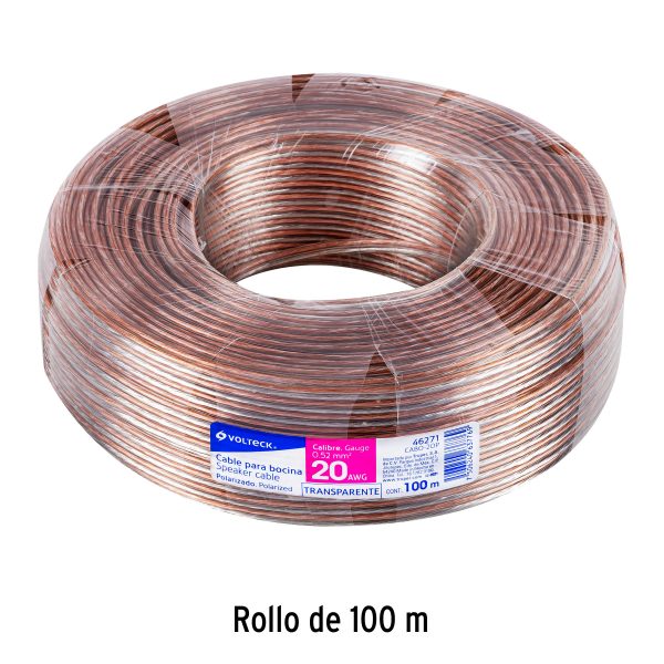 46271 - Rollo de 100 m cable polarizado transparente p/bocina 20 AWG