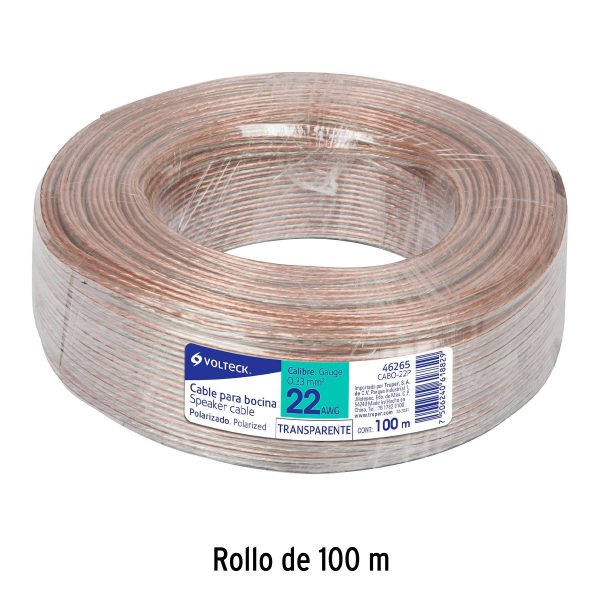 46265 - Rollo de 100 m cable polarizado transparente p/bocina 22 AWG