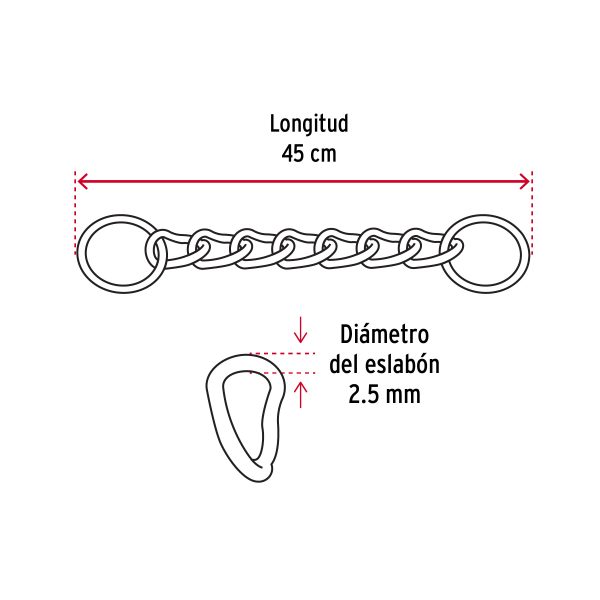 44290 - Collar de entrenamiento para perro, 45 cm, eslabón 2.5 mm