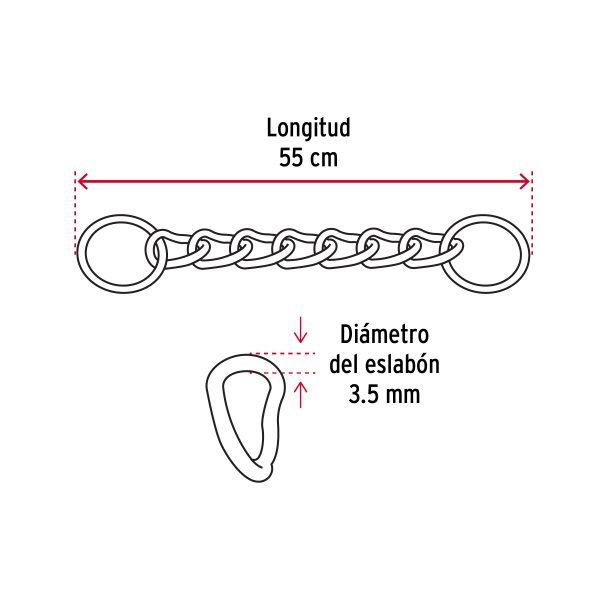 44292 - Collar de entrenamiento para perro, 55 cm, eslabón 3.5 mm