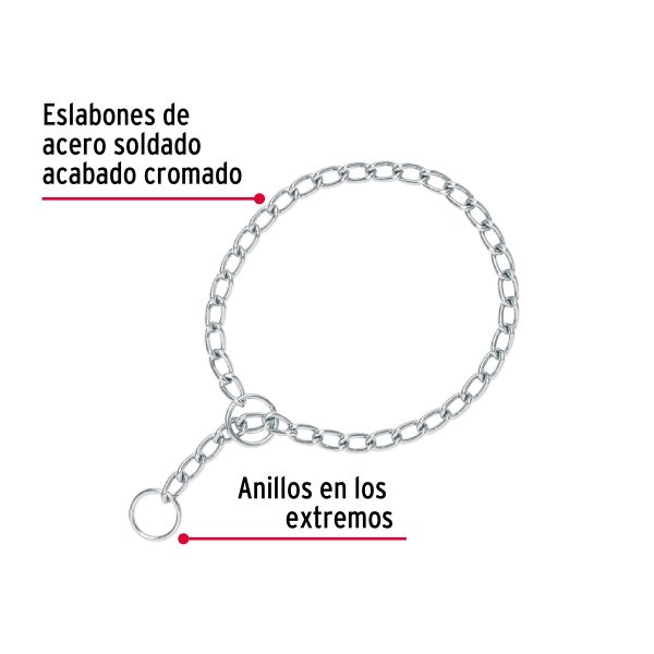 44293 - Collar de entrenamiento para perro, 60 cm, eslabón de 4 mm