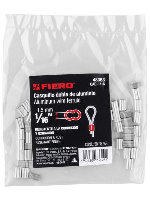 48363 - Bolsa con 50 casquillos dobles de aluminio, 1/16', Fiero