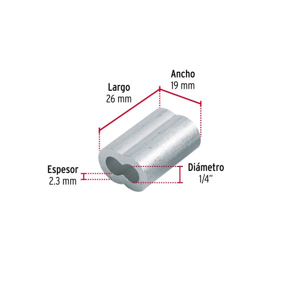 48367 - Bolsa con 50 casquillos dobles de aluminio, 1/4', Fiero