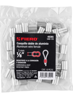 CAD-1-8E1.jpg 48365 - Bolsa con 50 casquillos dobles de aluminio, 1/8', Fiero