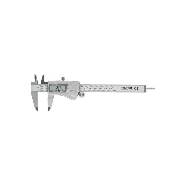 14388 - Calibrador vernier digital 6' acero inox, std y mm, Truper