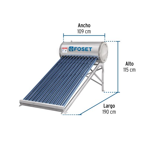 48287 - Calentador solar de agua, 12 tubos, 150L, 4 personas, Foset