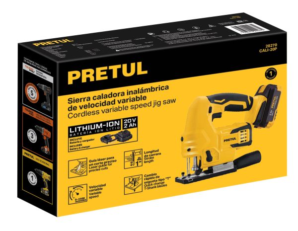 28270 - Sierra caladora, 20V, 1 batería 2Ah, PRETUL