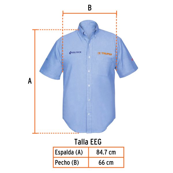 60383 - Camisa manga corta para hombre, azul, EEG, Truper