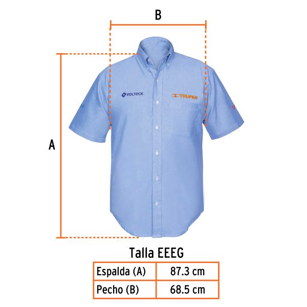 66011 - Camisa manga corta para hombre, azul, EEEG, Truper