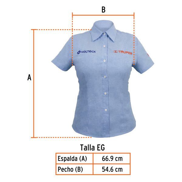 61109 - Camisa manga corta para mujer, azul, EG, Truper