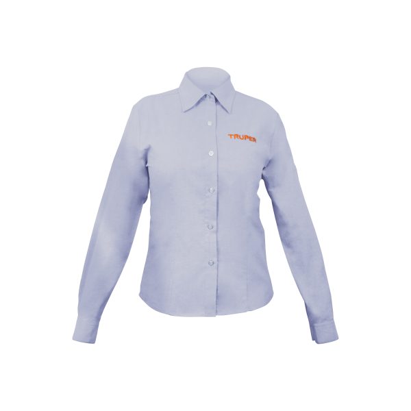 63102 - Camisa manga larga para mujer, azul, M, Truper