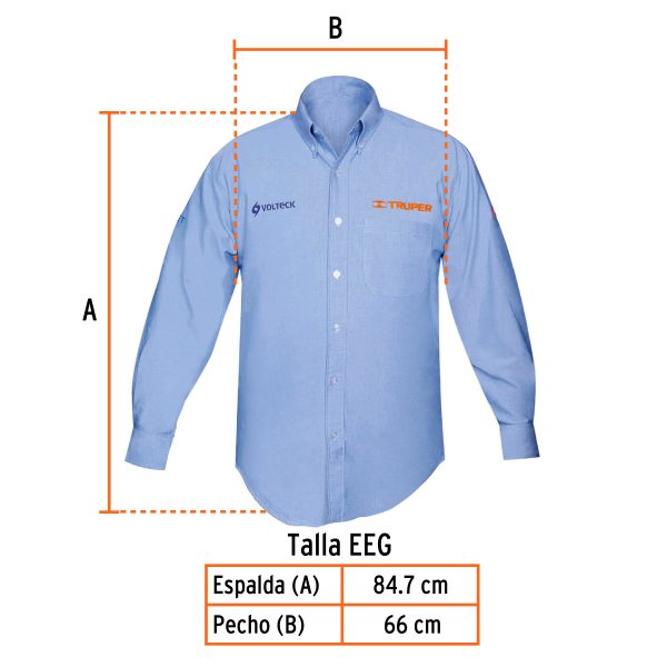 60387 - Camisa manga larga para hombre, azul, EEG, Truper