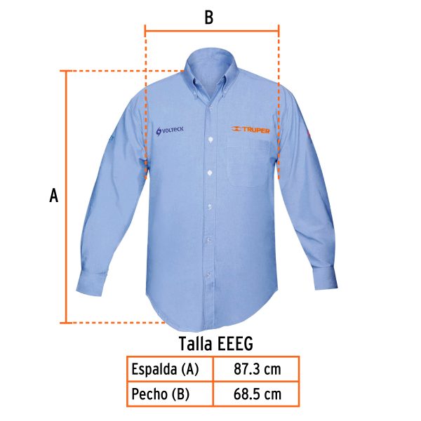 66013 - Camisa manga larga para hombre, azul, EEEG, Truper