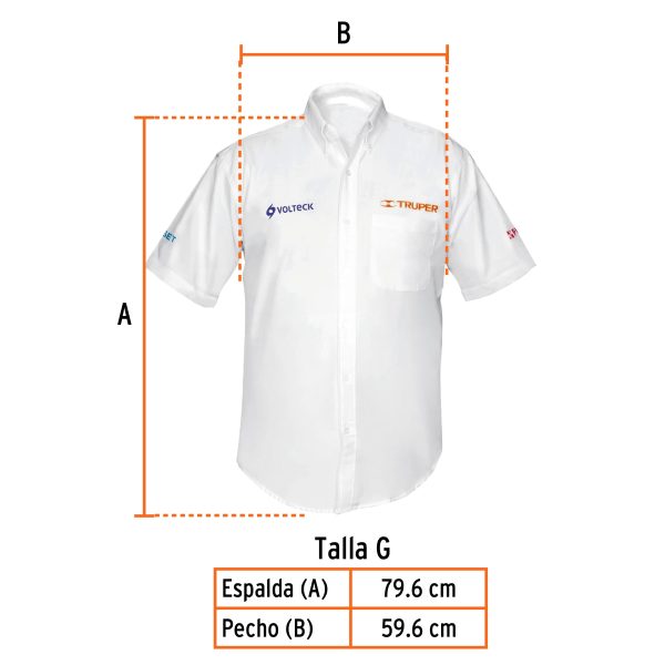 60366 - Camisa manga corta para hombre, blanca, G, Truper