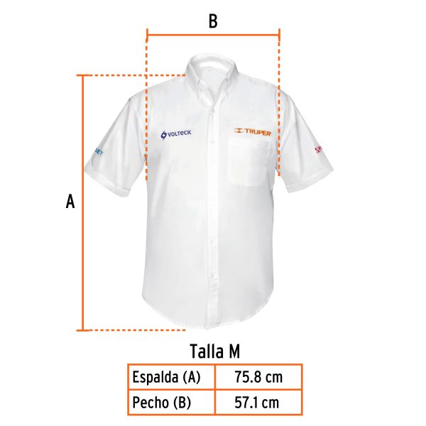 60365 - Camisa manga corta para hombre, blanca, M, Truper